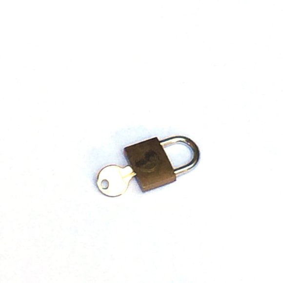 Vintage 1" wide small gold brass metal padlock with key for storage or travel - Picture 5 of 9